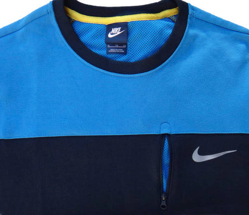 Original Mens Nike Sweat Shirt Front Zipper Pocket Black & Blue 895138 451 Size Large