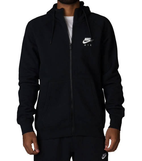 Original Nike Air Heritage Full Zip Warm Hoodie Mens 809056 010 Black Fleece Hoody Size XX Large