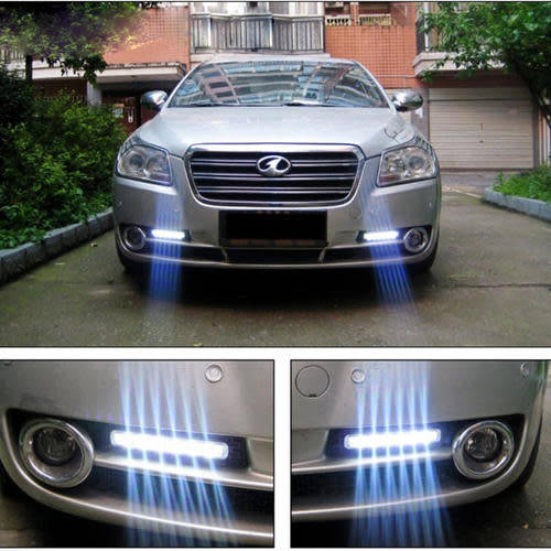 8 LED DRL Daylight Head Lamp Super White 12V DC Car Daytime Running Light 2 Pcs (Pair)