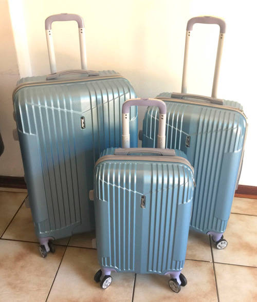 Set of 3 Suitcases Travel Trolley Luggage ABS Universal Wheels - Light Purple Color