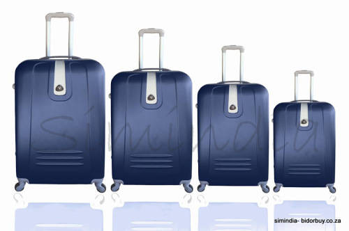 Set of 4 Suitcases Travel Trolley Luggage ABS Universal Wheels Travel in Style - Blue