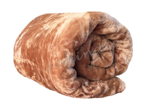 New Arrivals Super Soft 3 PLY Heavy Quality Mink & Embossed Blanket - Golden Brown