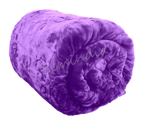 New Arrivals Super Soft 3 PLY Heavy Quality Mink & Embossed Blanket - Purple