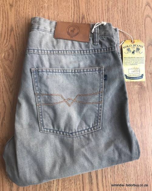 Original Mens POLO BRANDON JEANS Retro Grey Light Wash W36 L32 - Narrow Leg