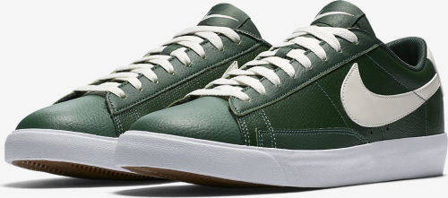 Original Mens NIKE Blazer LOW LEATHER (Latest) FIR/SAIL-GUM AJ9515 300 Size UK 12 (SA 12)