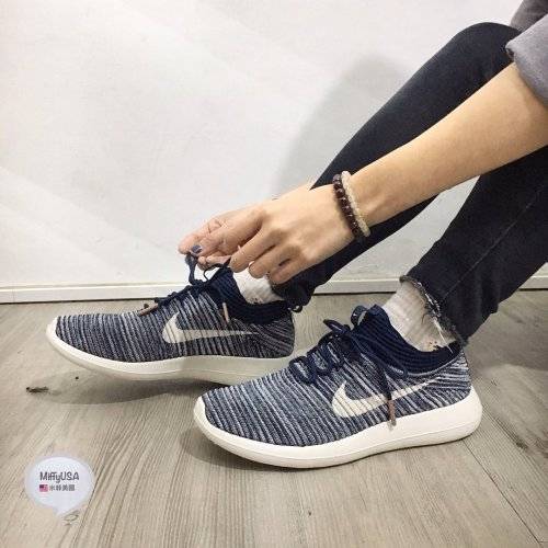 Original Women's NIKE Roshe TWO FLYKNIT V2 917688 400 College Navy/ Sail Size UK 5.5 (SA 5.5)