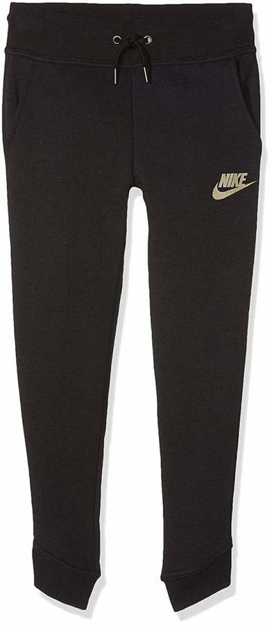 Original Nike Girls Mädchen Modern Gold Swoosh Sportswear Pant Trousers Black AT3374 010 Size XL