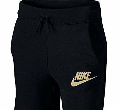 Original Nike Girls Mädchen Modern Gold Swoosh Sportswear Pant Trousers Black AT3374 010 Size XL