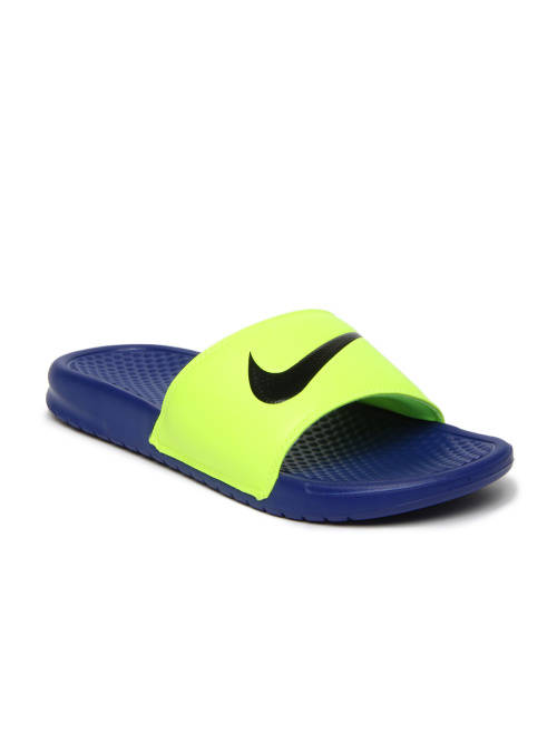 Original Mens Nike BENASSI SWOOSH 312618 740 Fluorescent Green Size UK 12 (SA 12)