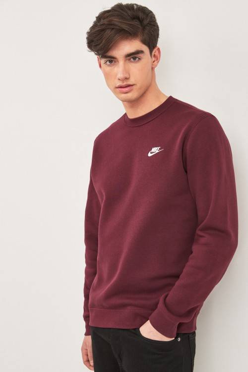 Original Mens NIKE NSW CREW CLUB FLEECE RED 804340 681 Size Extra Large