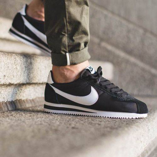 Original Mens NIKE Cortez Basic Leather Black/ White/Silver 819719 012 Size UK 12 (SA 12)