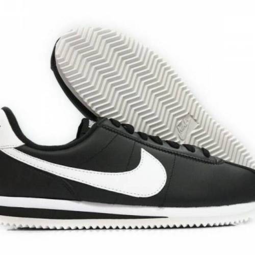 Original Mens NIKE Cortez Basic Leather Black/ White/Silver 819719 012 Size UK 12 (SA 12)