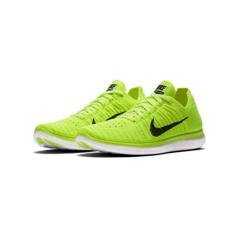 Original Women's Nike FREE RN FLYKNIT MS Volt / Black-White 842546 700 Size UK 4.5 (SA 4.5)