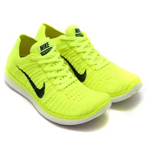 Original Women's Nike FREE RN FLYKNIT MS Volt / Black-White 842546 700 Size UK 4.5 (SA 4.5)