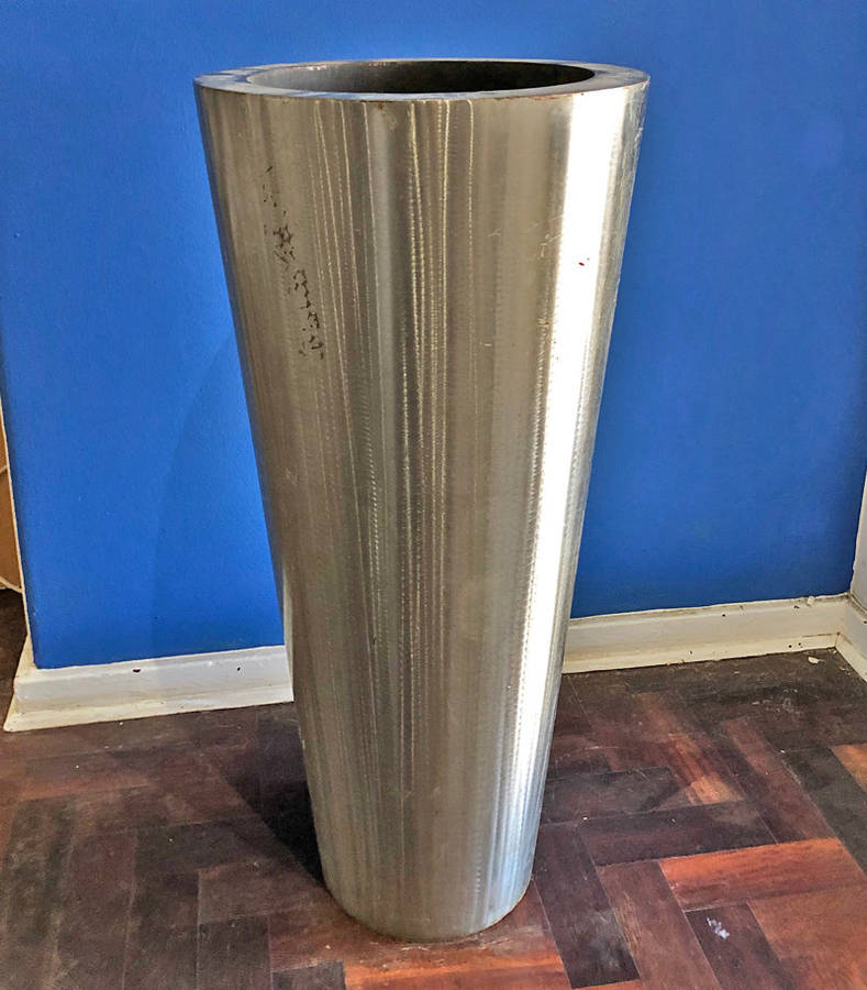 BRUSHED STAINLESS STEEL TAPERED Round Cone PLANTER (90 cm) - Almost a Meter