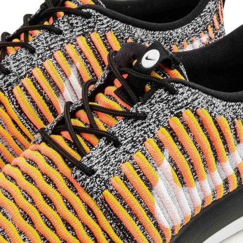 Original Women's NIKE Roshe TWO FLYKNIT 844929 005 Black/White/Mango Size UK 4.5 (SA 4.5)
