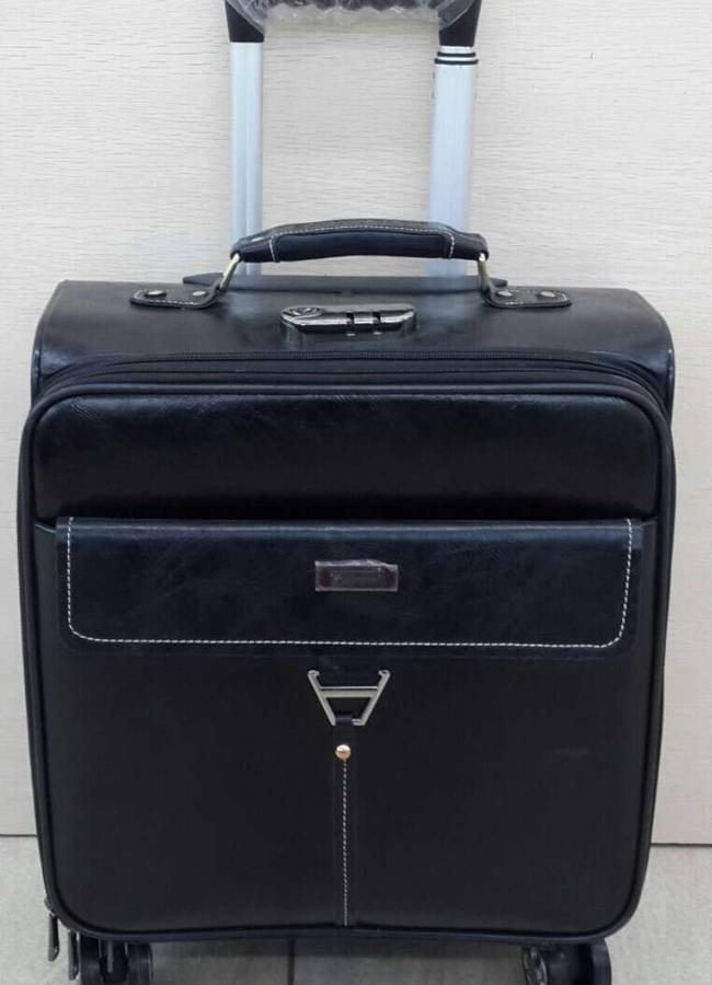 Laptop Travel Trolley Leather Bag with Universal Wheels- Choose from Brown or Black