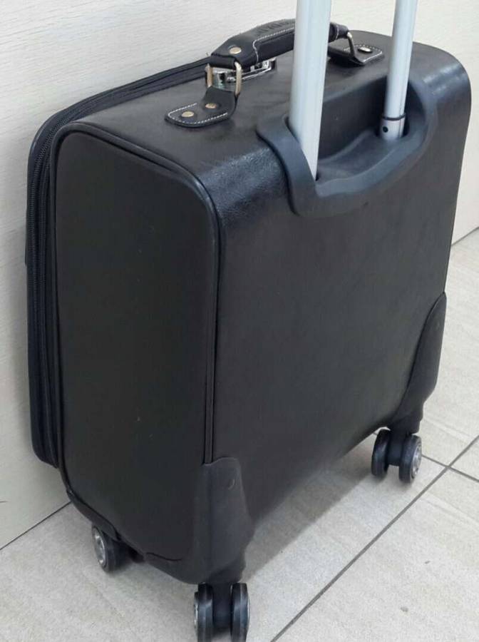 Laptop Travel Trolley Leather Bag with Universal Wheels- Choose from Brown or Black