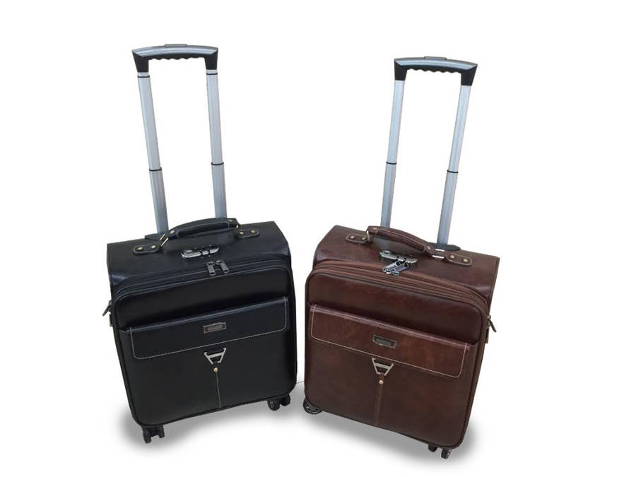 Laptop Travel Trolley Leather Bag with Universal Wheels- Choose from Brown or Black