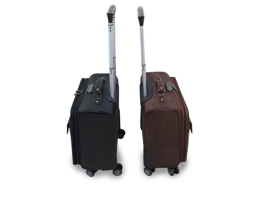 Laptop Travel Trolley Leather Bag with Universal Wheels- Choose from Brown or Black