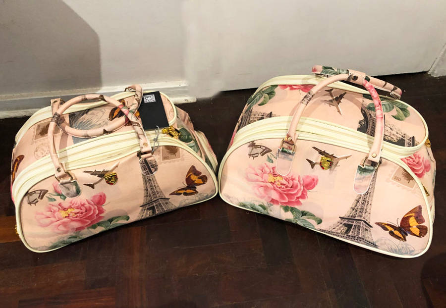 Set Of 2 Duffle Travel Bags with Universal Wheels Paris Themed