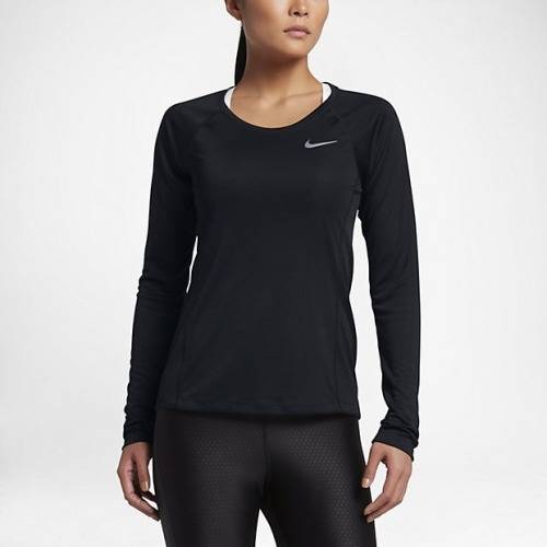 Original Womens NIKE Miler Long Sleeve UV UPF 40 Top Black 874510 010 Size Medium