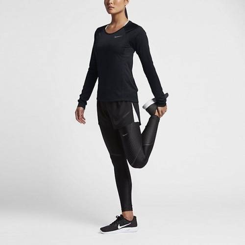 Original Womens NIKE Miler Long Sleeve UV UPF 40 Top Black 874510 010 Size Medium