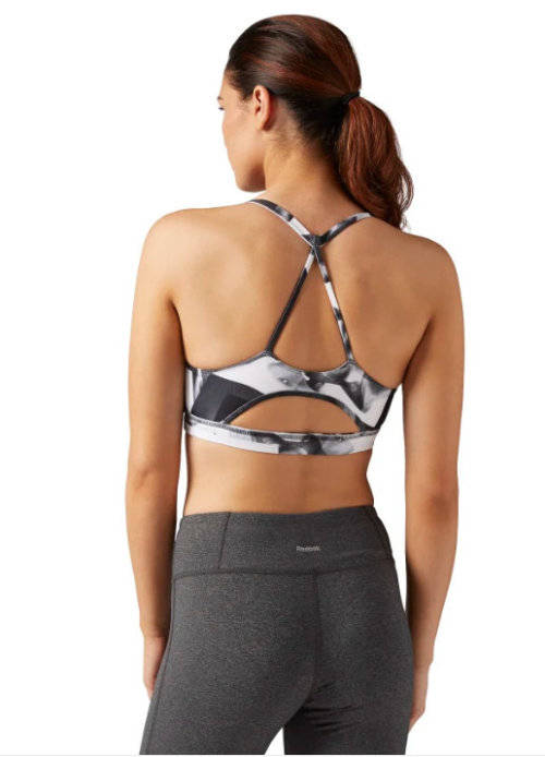 Original Womens Reebok WORKOUT READY TRI BACK PRINTED SPORTS BRA Size Medium