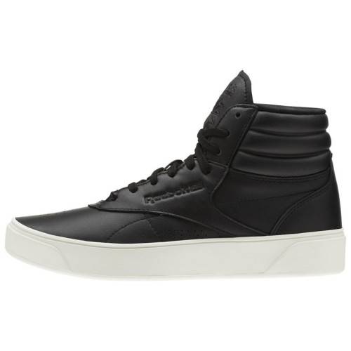 Original Womens Reebok Freestyle Leather Hi Nova Black CN3848 Size UK 4 (SA 4)