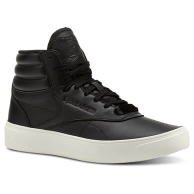Original Womens Reebok Freestyle Leather Hi Nova Black CN3848 Size UK 4 (SA 4)