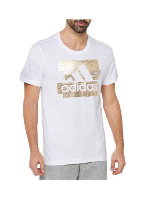 Original Men's adidas Must Have Foil T-Shirt White/ Gold CK7606 Size Large
