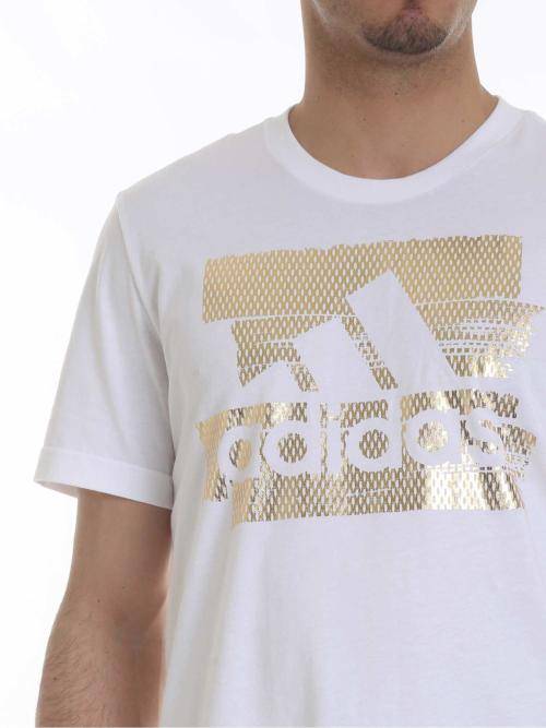 Original Men's adidas Must Have Foil T-Shirt White/ Gold CK7606 Size Large