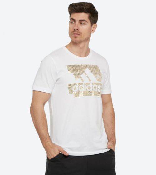 Original Men's adidas Must Have Foil T-Shirt White/ Gold CK7606 Size Large