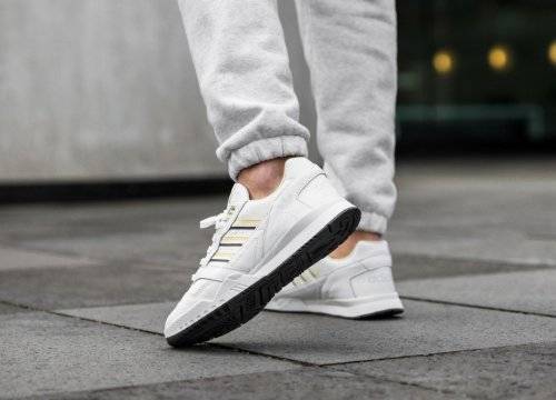 Original Mens adidas A.R Trainers White/Yellow BD7840 Size UK 9 (SA 9)