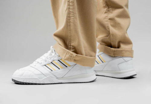 Original Mens adidas A.R Trainers White/Yellow BD7840 Size UK 9 (SA 9)