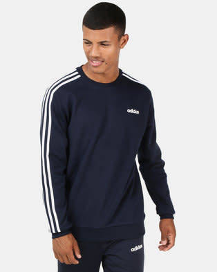 Original Men's adidas 3 Stripes Crew Fit Sweatshirt Black CK7636 Size Extra Large