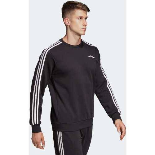 Original Men's adidas 3 Stripes Crew Fit Sweatshirt Black CK7636 Size Extra Large