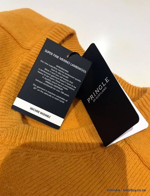 Original Mens PRINGLE Superfine Merino Lambswool James V Neck Jumper Corn Color Size Large