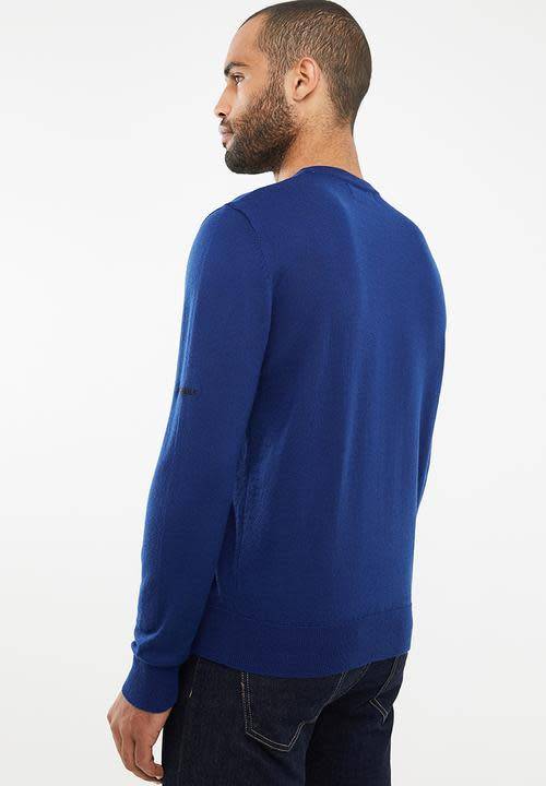 Original Mens PRINGLE Leon Lion Round Neck knit Blue Size Extra Large