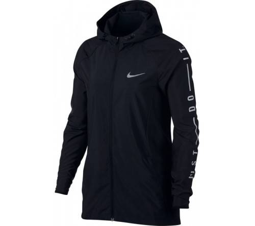 Original Women's NIKE Full Zip Essential Hooded NV Water Repel Jacket Black 890493 010 Size Medium