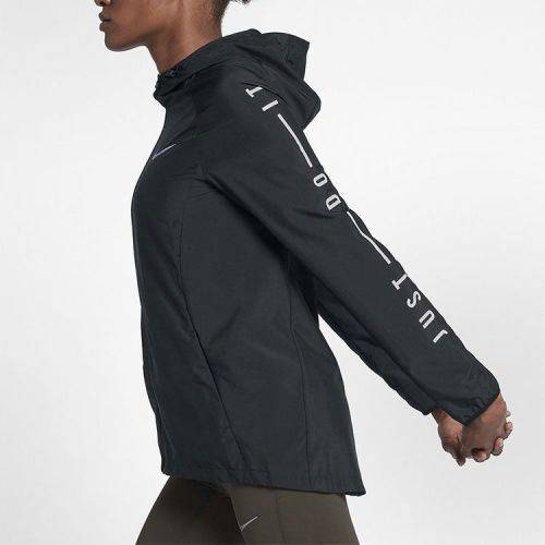 Original Women's NIKE Full Zip Essential Hooded NV Water Repel Jacket Black 890493 010 Size Medium