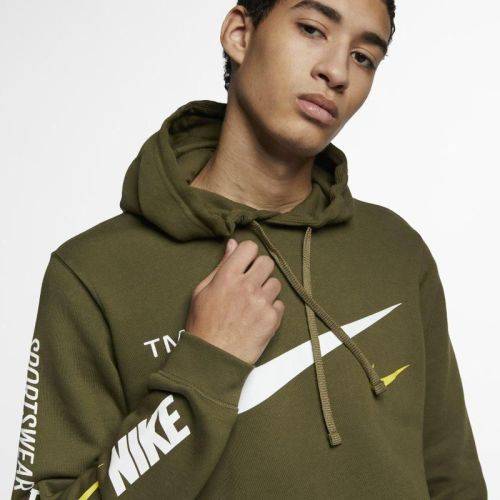 Original Mens Nike Sportswear Club Pullover Warm Hoodie Olive Green CQ4884 395 Size Large