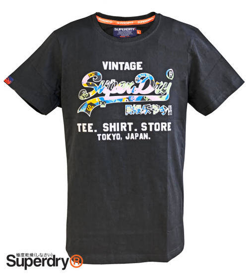 Original Men's SuperDry Fashion Tee Shirt Black Size Large