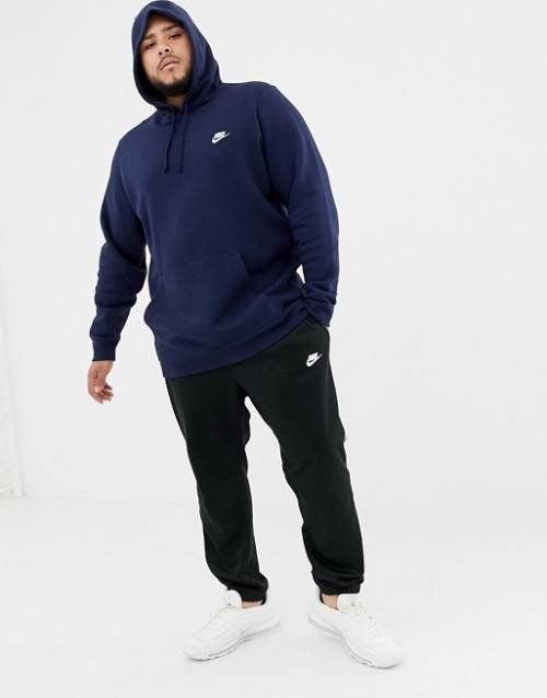 Original Mens Nike Classic Fleece Hoodie Navy Blue 804346 451 Size Medium