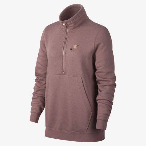 Original NIKE Womens Sportswear 1/2 ZIP Fleece Top Smokey Mauve CJ4938 298 Size Large