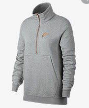 Original NIKE Womens Sportswear 1/2 ZIP Fleece Top Grey/ Rose Gold CJ4938 063 Size Medium