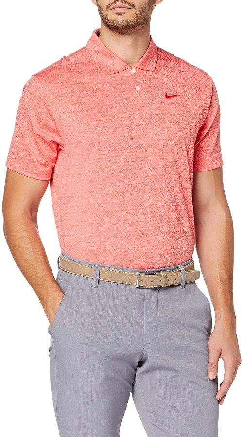 Original Mens Nike Dri Fit Vapor Heather Golf Polo 2019 Habanero Red/Pure AT8870 634 Size Large