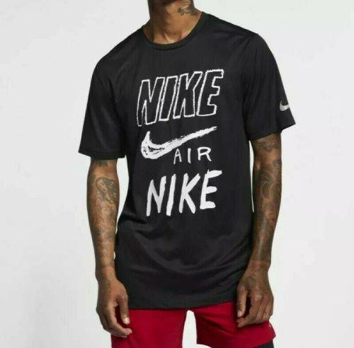 Original Mens NIKE DRI-FIT Running Tee SWOOSH FRONT LOGO Black CN8340 010 Size Large