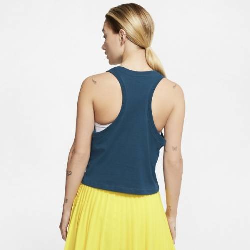 Original Nike Women's Court Cropped Tennis Tank Top Valerian Blue CT4376 432 Size Medium