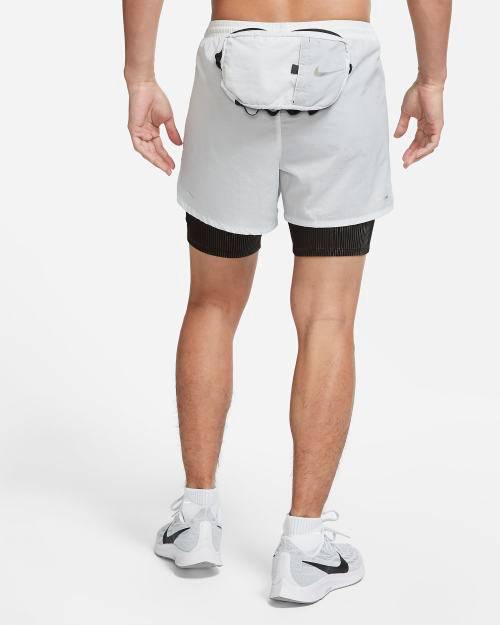 Nike Men's Run Division 3 In 1 Running Shorts Pure Platinum/ Black CU5556 043 Size Medium
